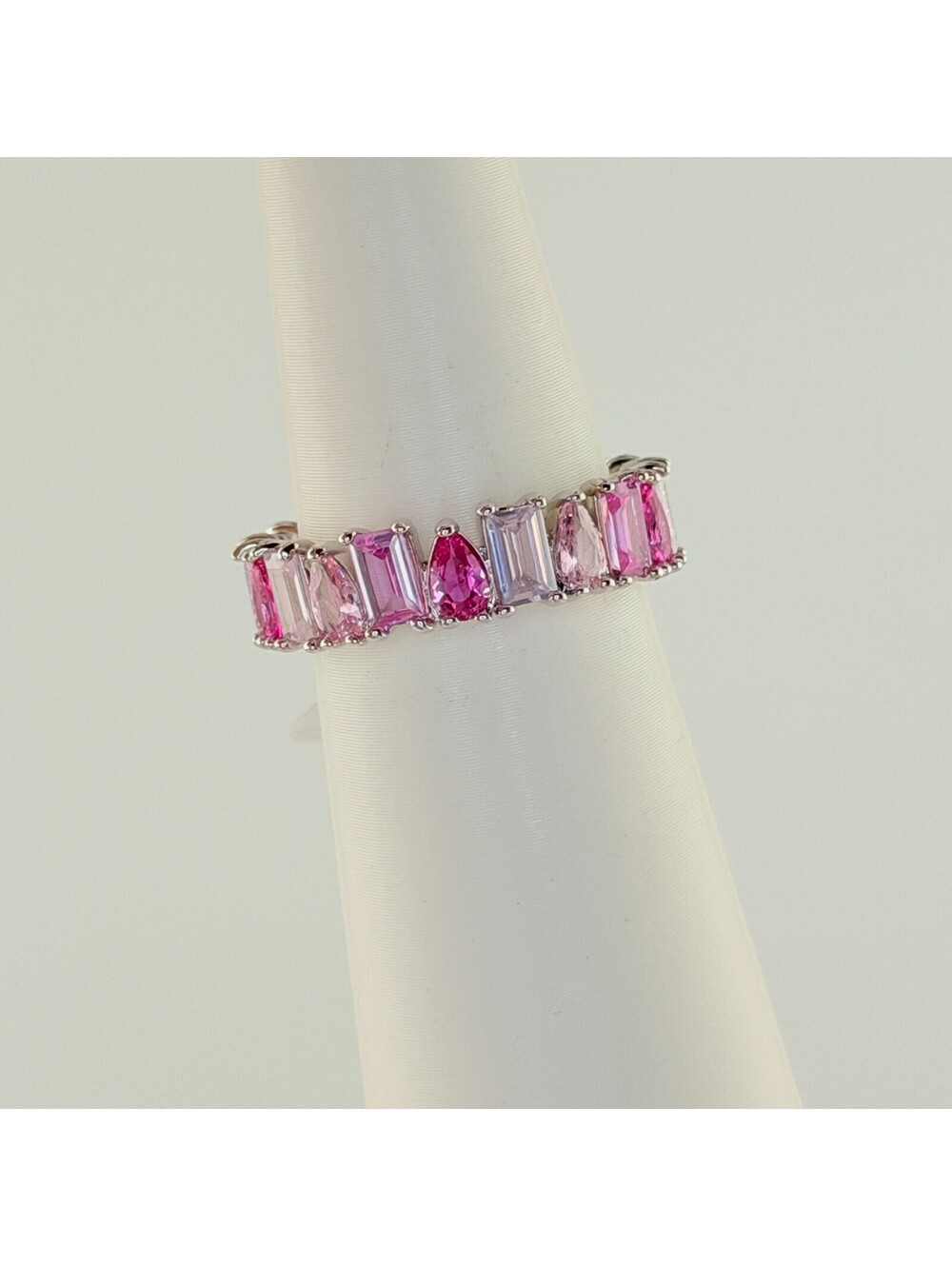 Bomb Party Sz 8 "The Adriana Ring" Gradient of Pink Ombre on Rhodium